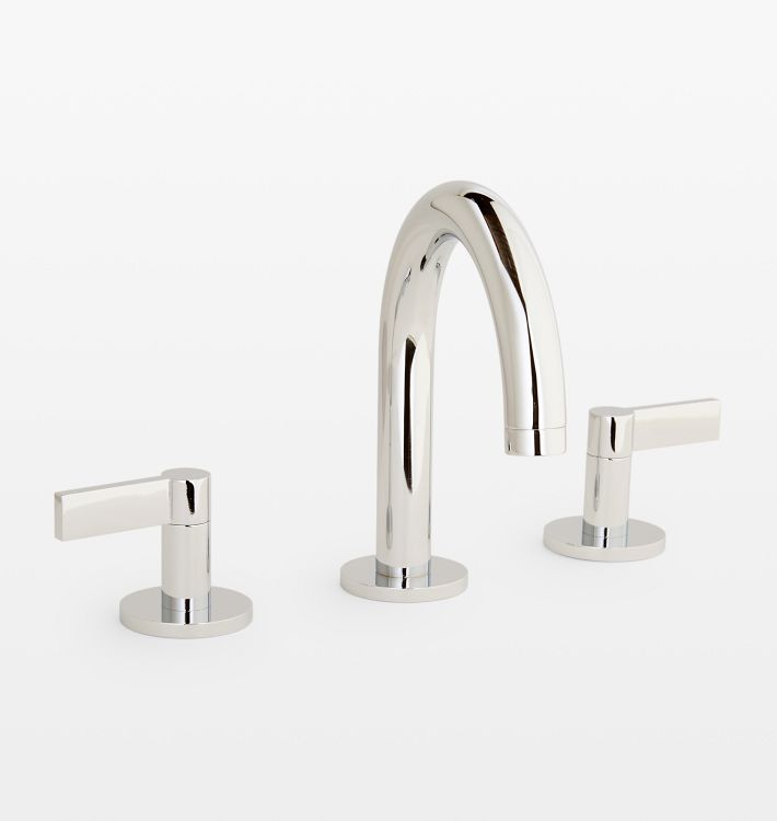 Cayucos Tall Spout Lever Handle Widespread Bathroom Faucet, Polished Nickel
