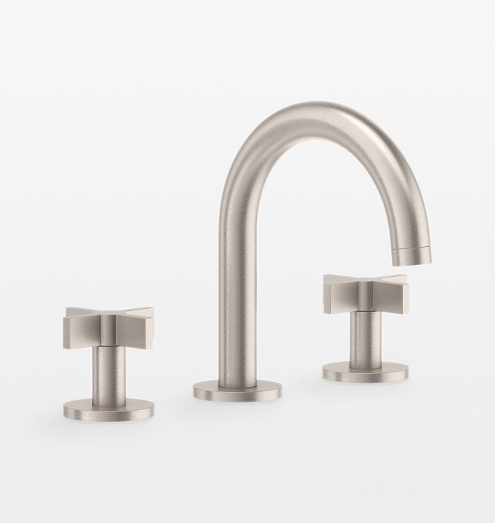 Cayucos Tall Spout Cross Handle Widespread Bathroom Faucet, Brushed Nickel