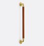 Asher Cabinet Appliance Pull 12in Tan Leather Aged Brass