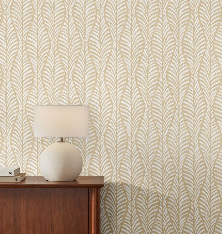 Block Print Leaves Peel & Stick Tempaper Wallpaper, Swatch