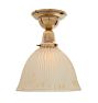 Semi Flush Mount with Vintage Fluted Glass Holophane Shade Aged