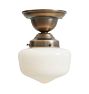 Petite Semi Flush Mount with Vintage Schoolhouse Opal Glass Shade