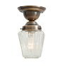 Semi Flush Mount with Vintage Clear Glass Shade in Organic Ribbed Shape