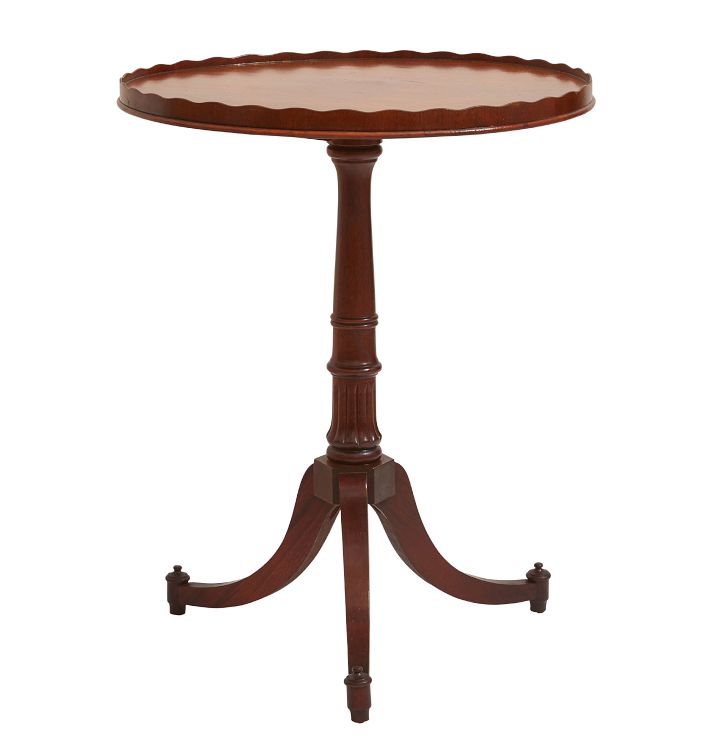 Vintage Cherry Tripod Side Table with Scalloped Pie Crust Edge