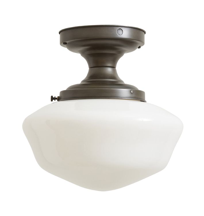 Vintage Semi Flush Mount Traditional w Opal Glass Shade