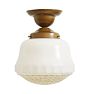 Semi Flush Mount with Vintage Pressed Glass Shade with Clear Bottom