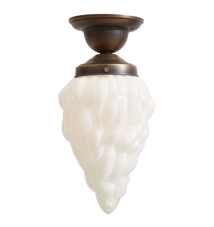 Semi Flush Mount with Vintage Opal Glass Torchiere Flame Shade