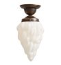 Semi Flush Mount with Vintage Opal Glass Torchiere Flame Shade