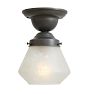 Semi Flush Mount with Vintage Frosted Glass Shade in Etched Revival Motif