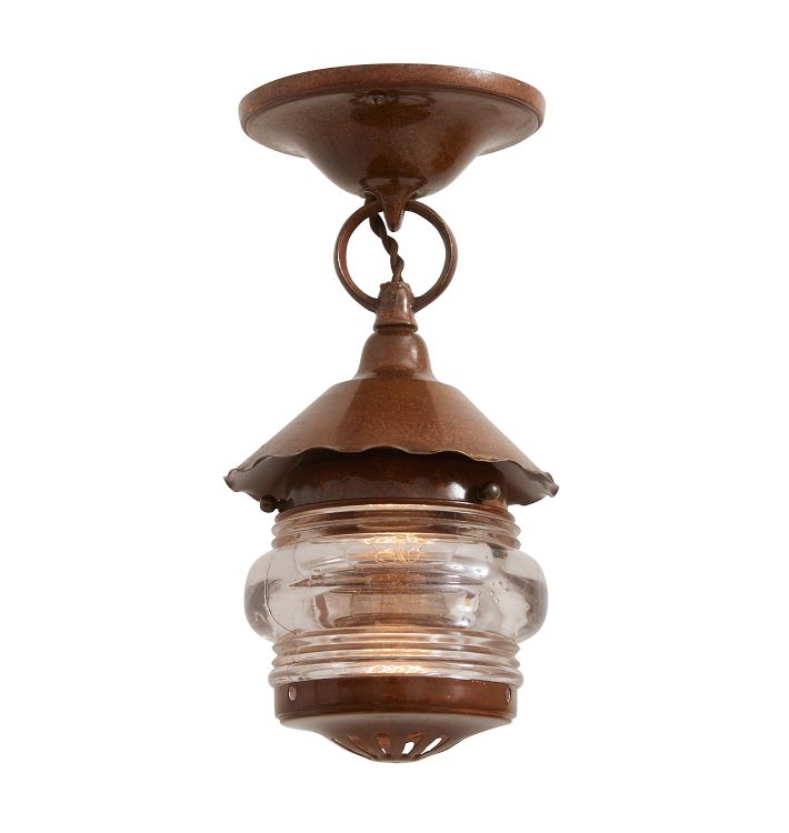 Vintage Flush Mount Jam Jar Lantern Pressed Glass Shade