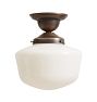 Semi Flush Mount with Vintage Schoolhouse Opal Glass Shade