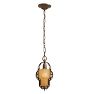 Vintage Art Deco Slipper Shade Pendant with Amber Glass Frosted Shades