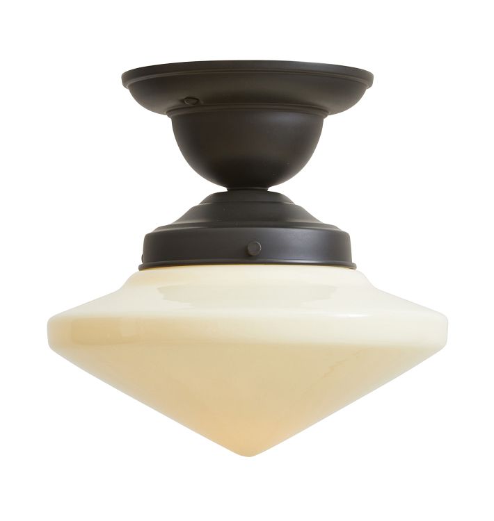 Semi Flush Mount with Vintage Opal Pointed Saucer Glass Shade