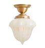 Semi Flush Mount with Vintage Decorative Frosted Glass Etched Shade