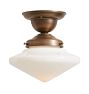 Semi Flush Mount with Vintage Deco Saucer Opal Glass Shade
