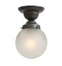 Semi Flush Mount with Vintage Globe Frosted Glass Shade with Etched Floral Motif