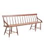 Vintage Wooden Deacons Bench with Spindle Back and Worn Paint
