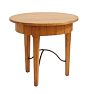 Vintage Italian Accent Table Plank Top with Tapered Legs and Arched Iron Stretcher