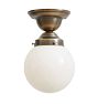 Semi Flush Mount with Vintage Schoolhouse Globe Opal Glass Shade