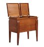 Early Wooden Sugar Chest on Tall Legs with Two Lift Top Interior Compartments