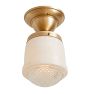 Petite Semi Flush Mount with Vintage Glass Shade White Sides Clear Prismatic Bottom
