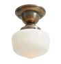 Petite Semi Flush Mount with Vintage Schoolhouse Opal Glass Shade