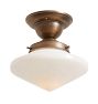 Semi Flush Mount with Vintage Deco Saucer Opal Glass Shade