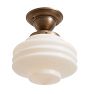 Semi Flush Mount with Vintage Deco Streamline Opal Glass Shade