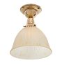 Semi Flush Mount with Vintage Fluted Glass Holophane Shade Aged