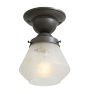 Semi Flush Mount with Vintage Frosted Glass Shade in Etched Revival Motif