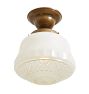 Semi Flush Mount with Vintage Pressed Glass Shade with Clear Bottom