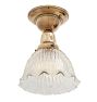 Semi Flush Mount with Vintage Scalloped Fluted Glass Holophane Shade Clear