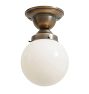 Semi Flush Mount with Vintage Schoolhouse Globe Opal Glass Shade