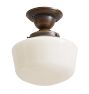 Semi Flush Mount with Vintage Schoolhouse Opal Glass Shade