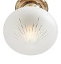 Semi Flush Mount with Vintage Squat Globe Frosted Glass Shade with Radial Wheel Cut Design