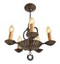 Vintage 5-Arm Chandelier Art Deco in Original Finish with Classic Candle Light
