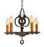 Vintage 5-Arm Chandelier Art Deco in Original Finish with Classic Candle Light
