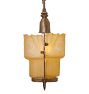 Vintage Art Deco Slipper Shade Pendant with Amber Glass Frosted Shades