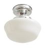 Vintage Chrome Semi Flush Mount with Opal Schoolhouse Glass Shade