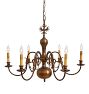 Vintage Flemish Style  6-Arm Candle Chandelier with Fish and Bird Motifs Dutch
