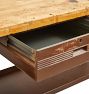 Vintage Industrial Metal Workbench with Thick Wood Top
