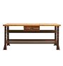 Vintage Industrial Metal Workbench with Thick Wood Top