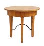 Vintage Italian Accent Table Plank Top with Tapered Legs and Arched Iron Stretcher