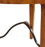 Vintage Italian Accent Table Plank Top with Tapered Legs and Arched Iron Stretcher