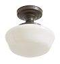 Vintage Semi Flush Mount Traditional with Opal Glass Shade