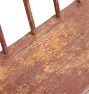 Vintage Wooden Deacon's Bench with Spindle Back and Worn Paint