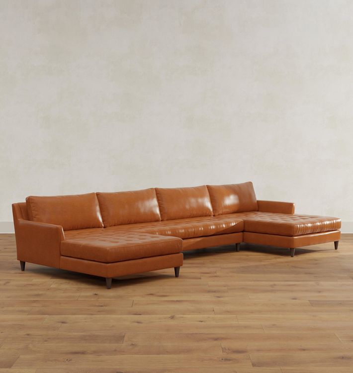 Hastings Sectional Double Chaise Leather Sofa