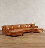 McNary Leather Double Chaise Sectional
