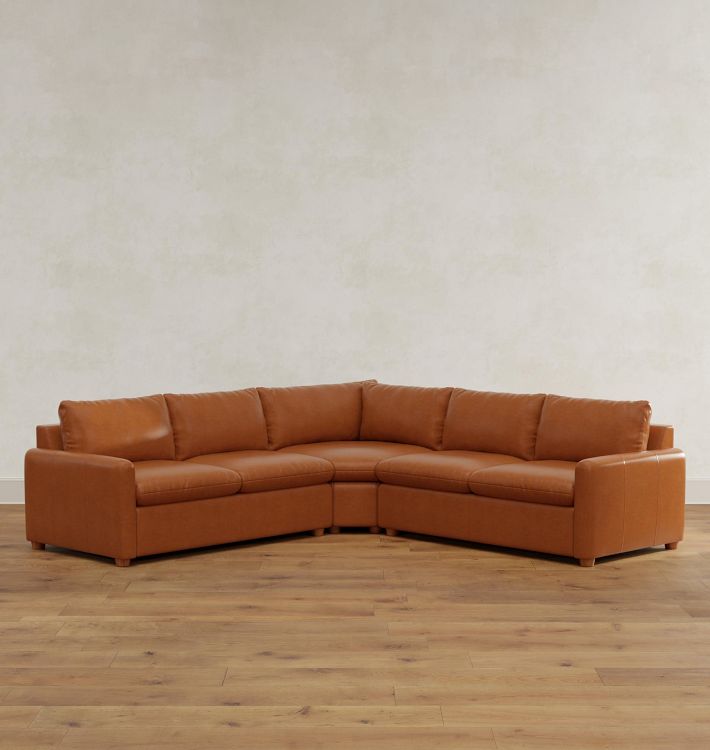 Roswell Leather 3-Piece Double Sofa With Wedge Corner