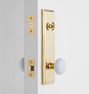 Putman White Porcelain Knob / Knob Exterior Door Hardware Tube Latch Set
